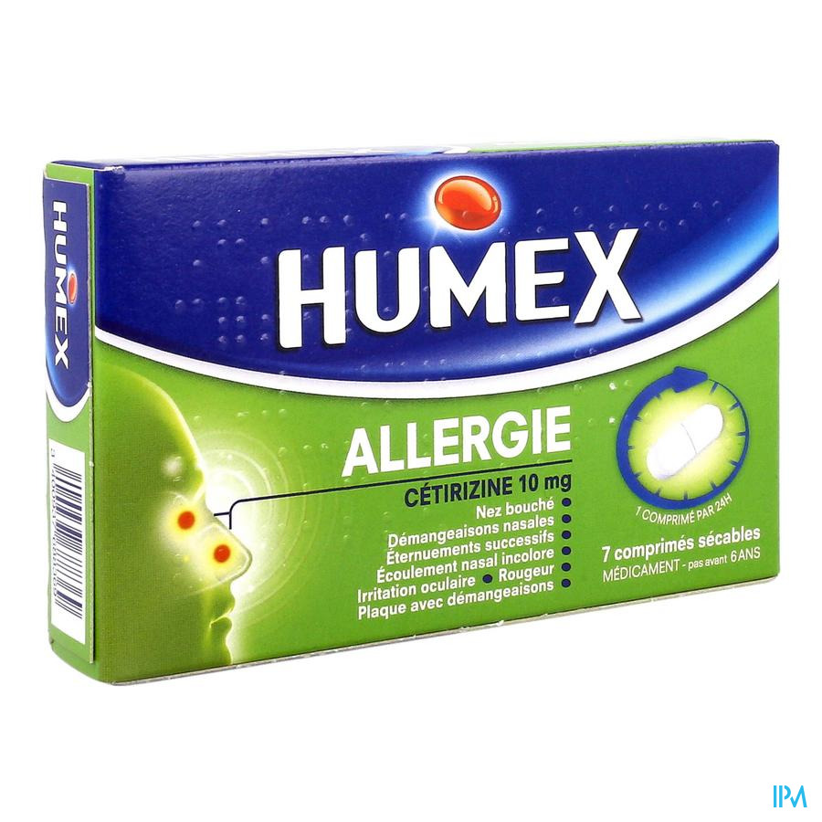 Humex Allergie Cetirizine 10mg Comprime Secable 7