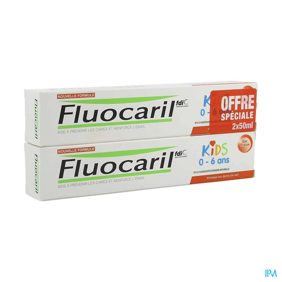 Fluocaril Kids 0/6ans Gel Dentifrice Fraise 50ml X2