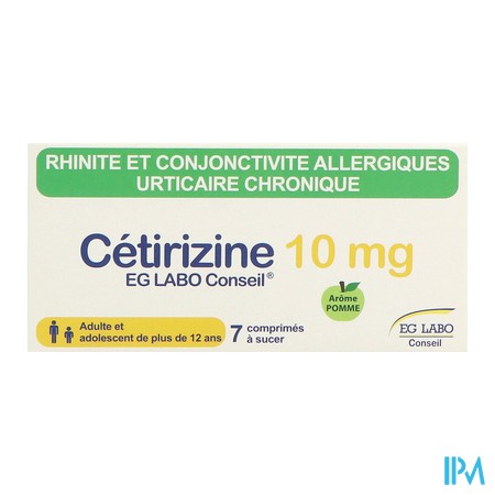 produit CETIRIZINE EGC 10MG CPR SUC B7