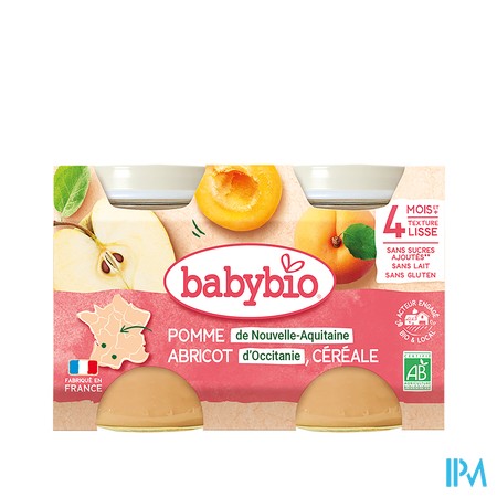 vignette BABYBIO POMM/ABRICO/CEREALE 2X130G