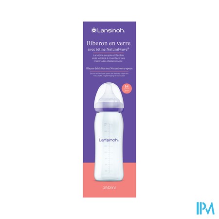 vignette LANSINOH BIB VERRE NAT WAVE 240ML