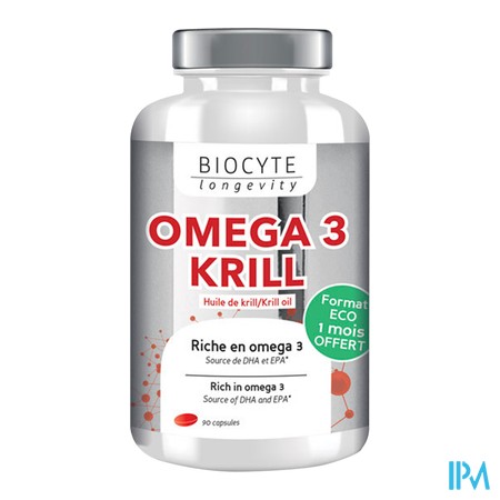vignette BIOCYTE OMEGA 3 KRILL 500 MG 90 CAPSULES