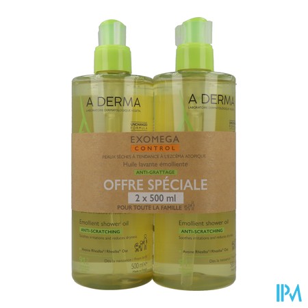 vignette A-DERMA EXOMEGA CONT HLE LAV 2X500