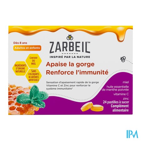 produit ZARBEIL GORGE&IMMUNITE BT 24 PASTILLES
