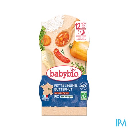 vignette BABYBIO MENU BON/NUIT LEG/RIZ 2X200G