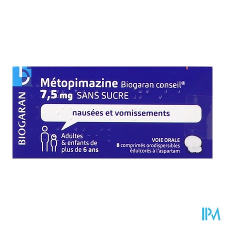 vignette METOPIMAZINE BGC7,5MG SS DISP8
