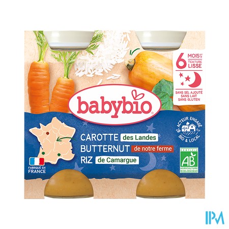 vignette BABYBIO B/NUI CAROT/BUTT/RIZ2X200G