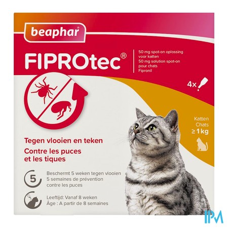 vignette BEAPHAR FIPROTEC 50MG > 1KG 4X0.5ML