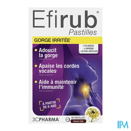 produit 3C PHARMA EFIRUB 30 PASTILLES COLA BT30