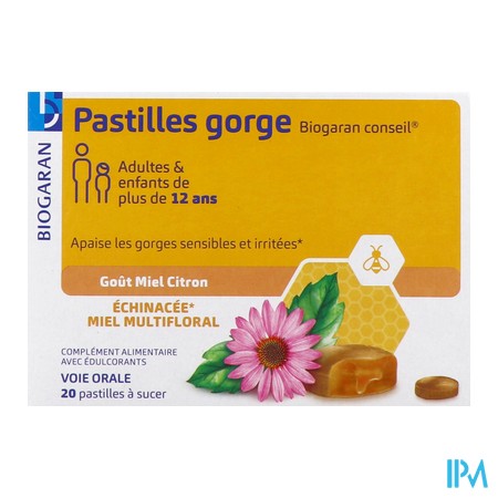 vignette BIOGARAN GORGE MIEL CITRON PAST 20