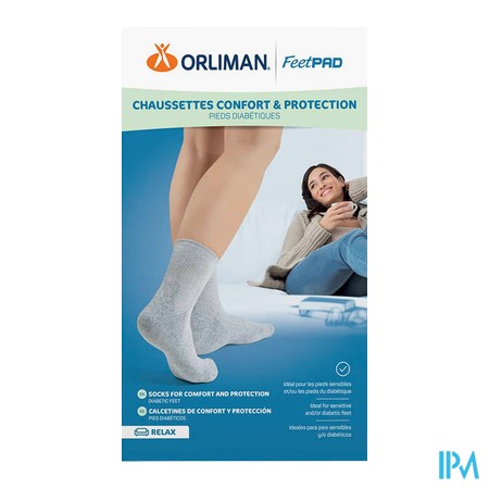 vignette CHAUSSETT DIAB FEETPAD GRIS T1