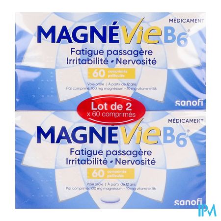 vignette MAGNEVIE B6 100MG/10MG CPR 120