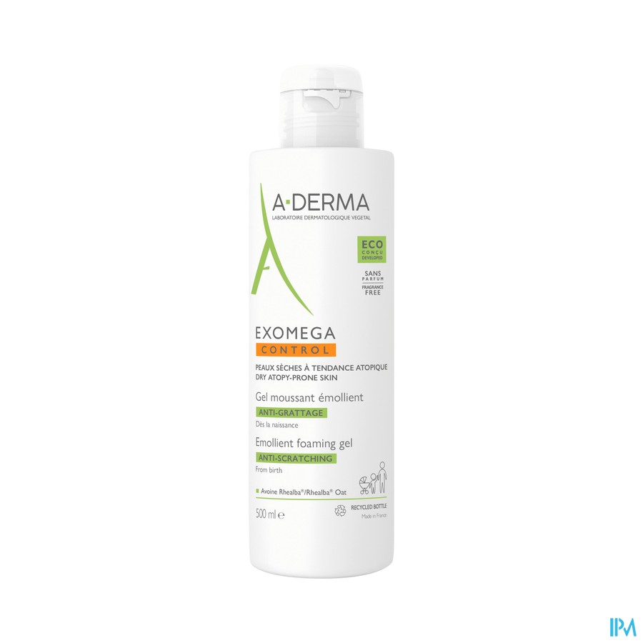 vignette A-DERMA EXOMEGA C GEL MOUS EM FL500ML