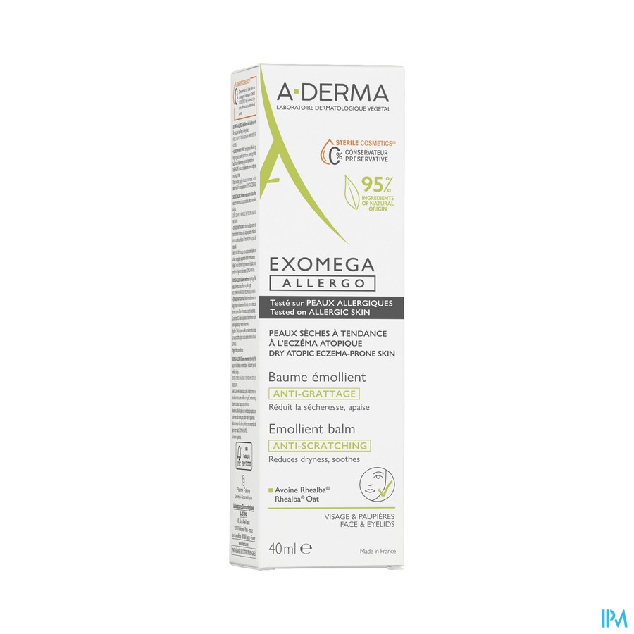 vignette A-DERMA EXOMEGA ALLERGO BAUME 40ML