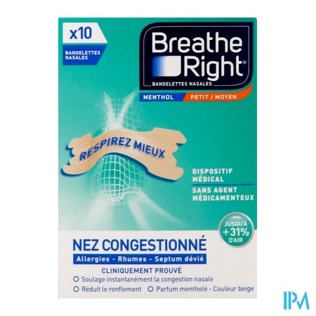 vignette BREATHE RIGHT BANDEL NASALE MENTHOL M 10