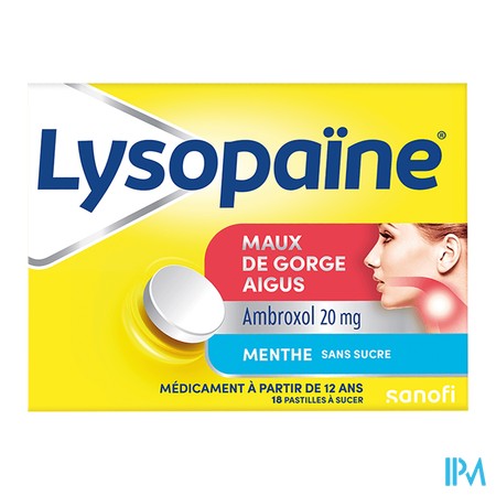 vignette LYSOPAINE MENTHE 20MG S/S PAST 18