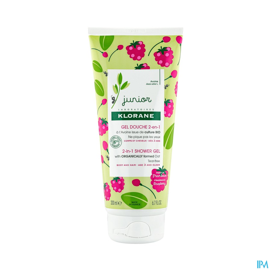 vignette KLORANE JUNIOR GEL DCH FRAMB200ML