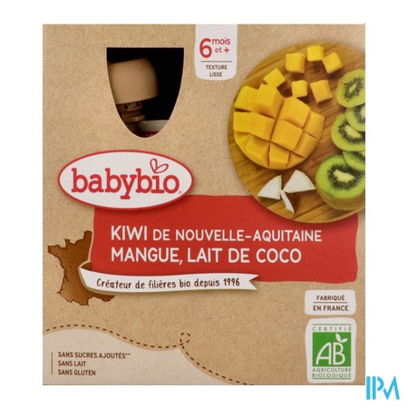 vignette BABYBIO MES FRUITS KIWI/MANGUE/COCO 4*90G