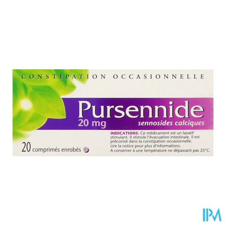 vignette PURSENNIDE 20MG CPR 20
