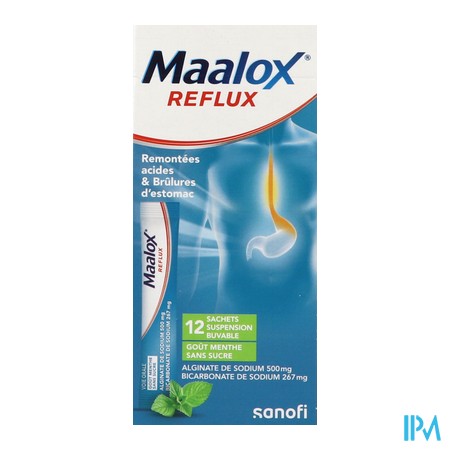 vignette MAALOX REFLUX MENTHE S/S SACH 12