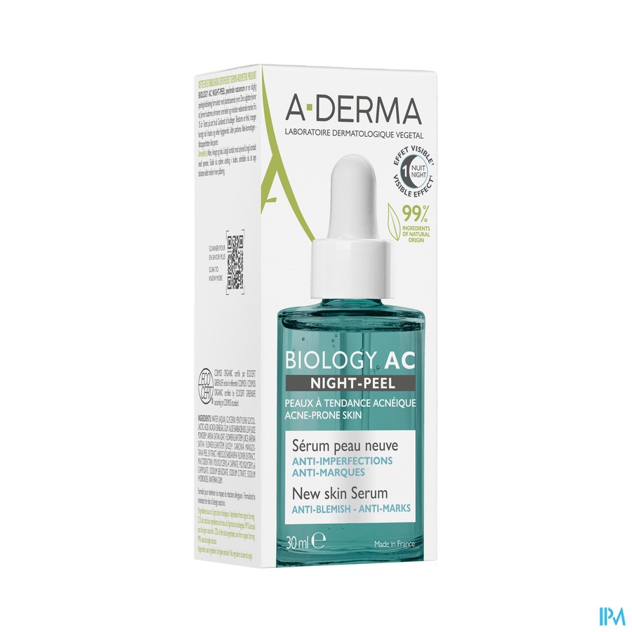 vignette A-DERMA BIOLOGY AC NIGHT-PEEL 30ML