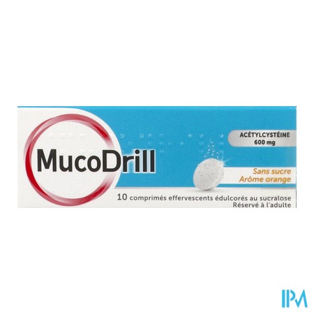 produit MUCODRILL 600MG CPR EFF ORANG 10