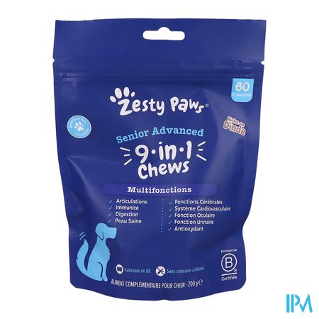 vignette ZESTY PAWS SEN ADV 9-IN-1 CHEWS TURKEY 60