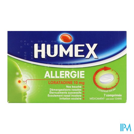 vignette HUMEX ALLERGI LORATADINE 10MG CPR7