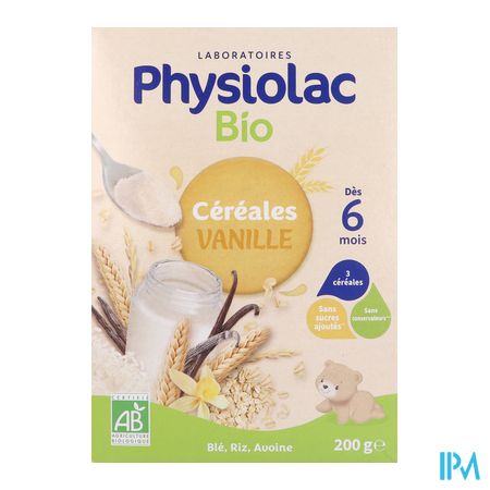 produit PHYSIOLAC CEREALES VANILLE 200G CERTBIO