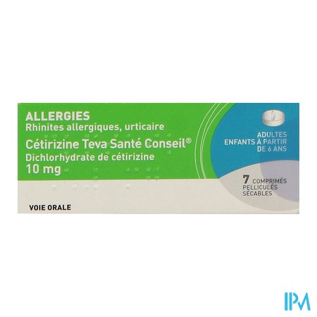 vignette CETIRIZINE 10MG TEVA CONS CPR SEC7