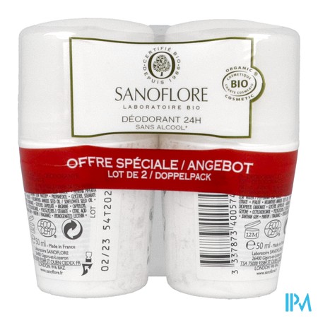 vignette SANOFLORE FLORA 48H DEO 2X50ML