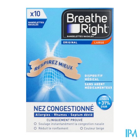 vignette BREATHE RIGHT BAND NASAL ORIGI X10