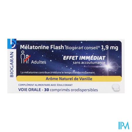 vignette BIOGARAN MELATONINE FLASH 1,9MG 30