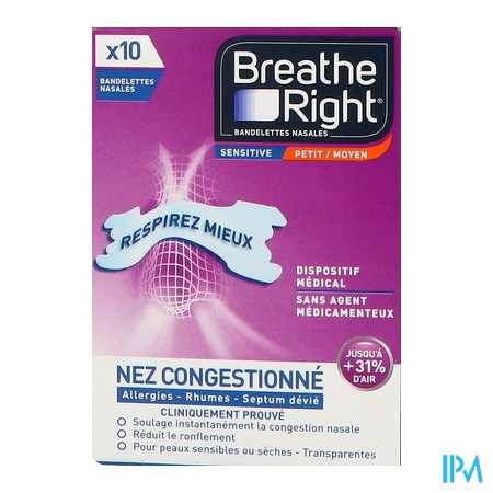 vignette BREATHE RIGHT BAND NASAL SENSI X10