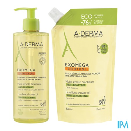 vignette A-DERMA EXOMEGA CONT HUIL LAV 500ML+RE2