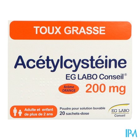 produit ACETYLCYSTEINE EG 200 SACH 20