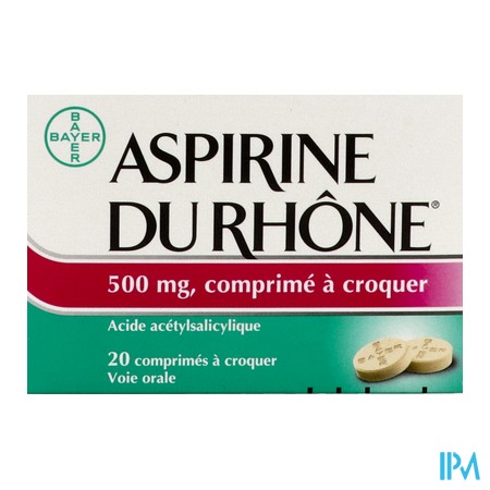 vignette ASPIRINE 500MG RHONE CPR CROQ 20