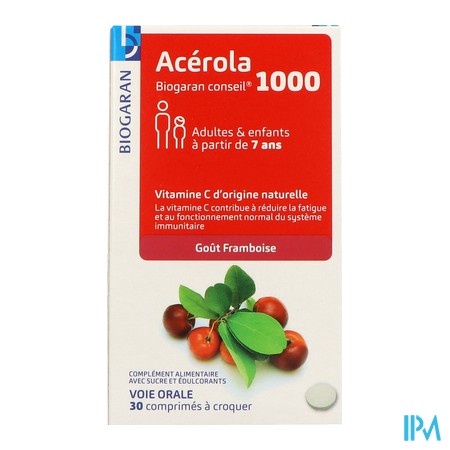 produit BIOGARAN ACEROLA 1000MG CPR CROQ30