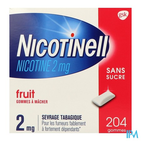 vignette NICOTINELL 2MG GOMME FRUIT S/S204