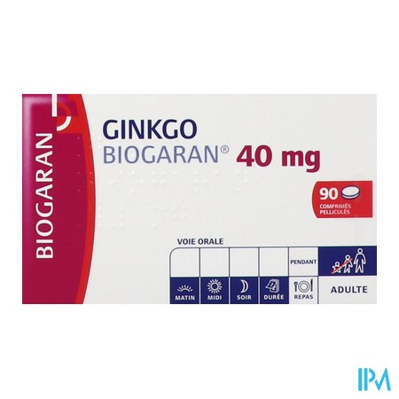 produit GINKGO BIOG 40MG CPR PEL BT 90