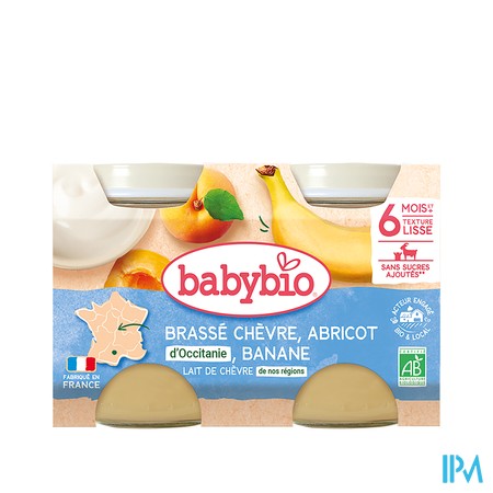 vignette BABYBIO BRASSE CHEVRE ABRICO BANA 2X130G