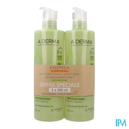 vignette A-DERMA GEL LAV EMOLL 2EN1 A-GRAT 2X500ML