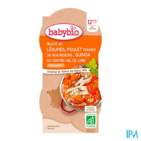 vignette BABYBIO MENU POULET/QUIN 2X200G