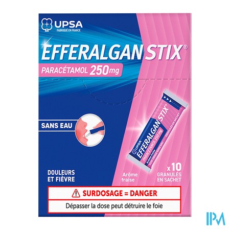 vignette EFFERALGAN STIX 250MG GRAN FRAI SACH10