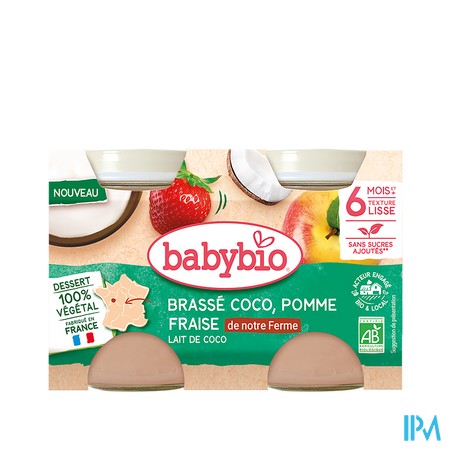 vignette BABYBIO BRASSE COCO POM FRAISE 2X130G BIO