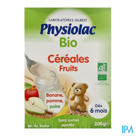 produit PHYSIOLAC CEREALES FRUITS 200G CERTBIO