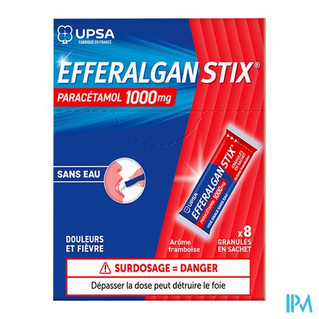 vignette EFFERALGAN STIX 1000MG GRAN FRAM SACH8