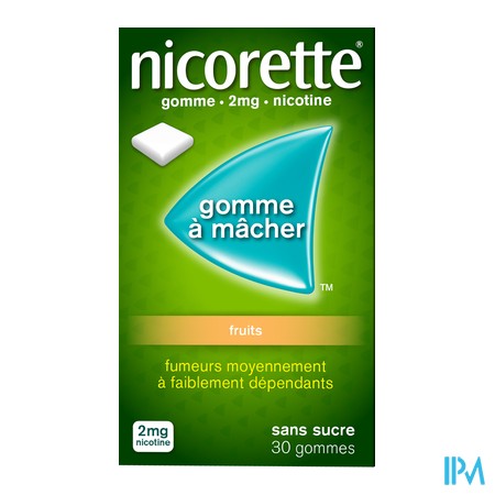 vignette NICORETTE 2MG GOMME FRUITS SS 30