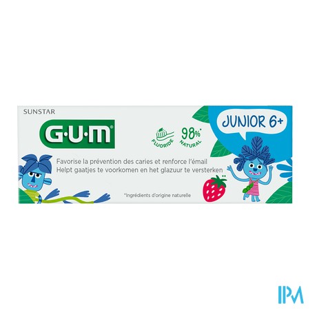 vignette GUM DENT JUNIOR 6+ FRAISE 50ML