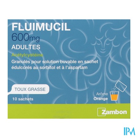 vignette FLUIMUCIL 600MG AD SACHET 10